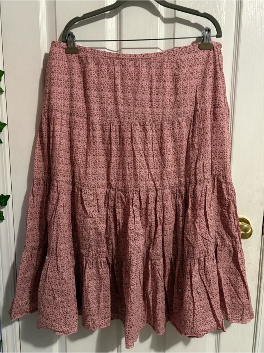 Vintage Encore Pink Tiered Sequined Maxi Skirt